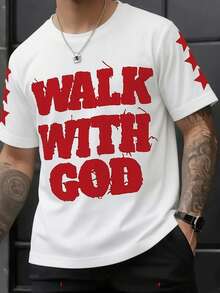 Coolqubz Teens/Young Men's Casual Crew Neck Exaggerated Graphic Print Short Sleeve T-Shirt, Summer - White - View 1