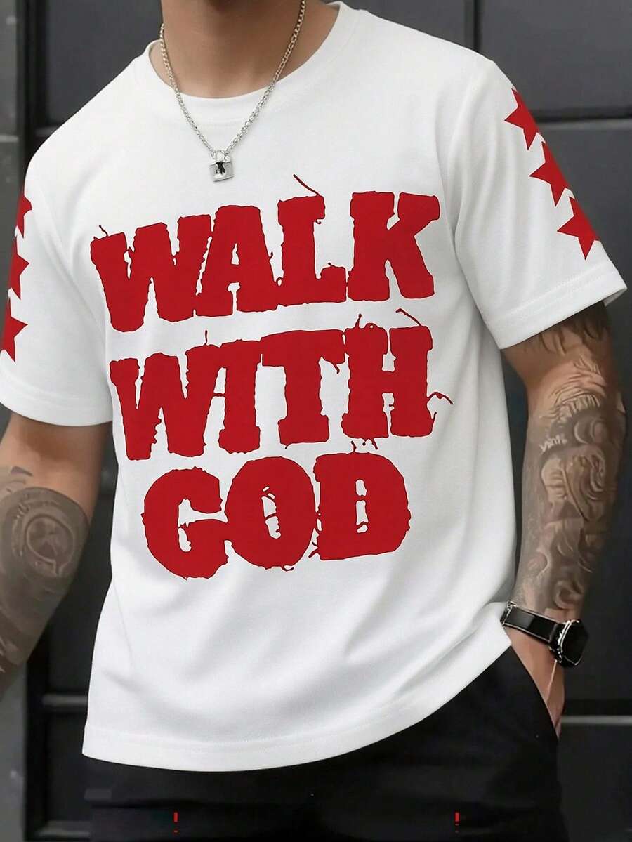 Coolqubz Teens/Young Men's Casual Crew Neck Exaggerated Graphic Print Short Sleeve T-Shirt, Summer - White - View 1