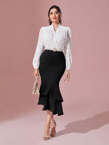 Modelyn Gonna con orlo a sirena vita alta - nero - Visualizzare 6