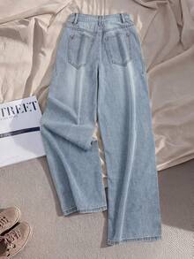 Women's Embroidered Slant Pocket Loose Fit Casual Jeans - Multicolor - View 2