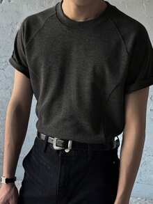 DAZY Men's Casual Short Sleeve Dark Gray T-Shirt, Summer - Dark Grey - View 6
