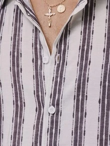 Musero Camisa ligera con botones, cuello y mangas largas, con rayas de contraste, esencial para primavera y verano - Multicolor - Ver 6