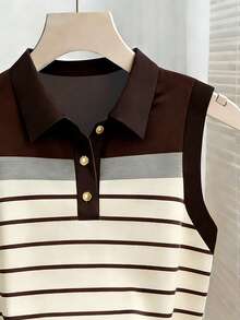 Resyla Women's Striped Patchwork Casual Versatile Daily Wear Top - Multicolor - View 3