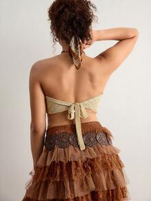 Freevana 2026 Spring/Summer Plus Size Fashionable Elegant Beach Resort Sweater Top - Gold - View 2