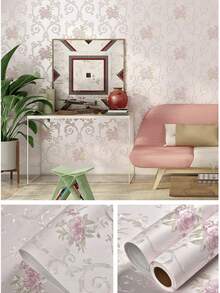 1 Cuộn Giấy Dán Tường Hoa Văn 3D 53*100cm, Vải Không Dệt Tự Dính, Họa Tiết Hoa Có Thể Tháo Rời, Thích Hợp Cho Trang Trí Phòng Ngủ và Phòng Khách, Giấy Dán Tường Trang Trí Phòng Ngủ, Hình Dán Tường Phông Nền TV, 53*100cm/53*300cm Tùy Chọn - Một cỡ - Xem 7