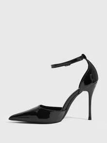 CUCCOO SZL Women's Casual Fashionable Simple Ankle Strap Pointed Toe High Heels, Summer - 182 black - View 4