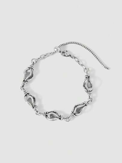 MortiRose Silver Irregular Chain Resin Punk Niche Bracelet,Goth/Gothic/Punk/Grunge/Dark Gothic,Streetwear,Summer/Festival/Prom/Party,Vintage,Black