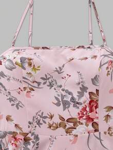 Franclia 女士加大码印花两件套，雪纺衬衫外套搭配纯色荷叶边短连衣裙，无袖玫瑰连衣裙配外套，适合春、夏、秋季穿着。 - 粉色 - 查看 7