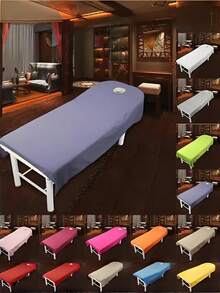 1PC 75cm X 190cm Premium Spa Massage Table Cover Easy Clean Salon Couch Sheet Face Hole Design Elastic Fit For Beauty Clinic Tattoo Shop Chiropractic Mat Must Have - Multicolor - View 3
