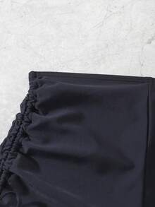 Elavelle Shorts de playa de unicolor con cordón lateral para mujer - Negro - Ver 6