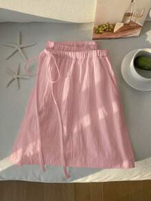 Comfortcana Pantalones cortos holgados de algodón con cordón, color rosa, talla grande, cómodos para primavera/verano - Rosa - Ver 7