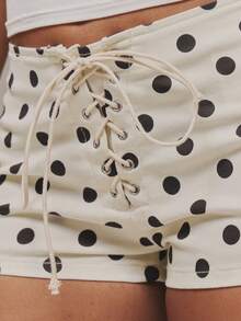 MUSERA Distressed Hem Lace Up Fitted Printed Micro Mini Denim Shorts Only Summer Ibiza Boho Vacation Holiday Festival Sexy Club Rave Aftershow Cute Y2k Graphic Going Out Night Out Winter Nashville Party Chic Spring - White - View 6