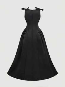 SHEIN MOD 黑色缎面长裙 - 黑色 - 查看 2
