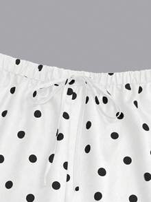 Sweetra Plus Size Polka Dot Print Casual Shorts - Multicolor - View 3