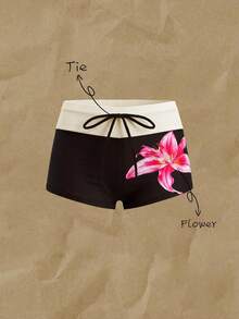 Elavelle Women's Bowknot Printed Swimsuit Bottom, Spring/Summer - Multicolor - View 3