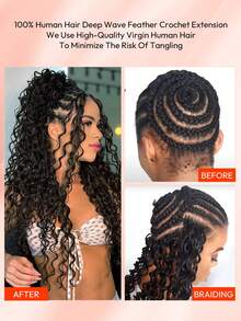 Boho Braids 缅甸卷发 60克 50束 女士钩编发 14-22英寸 缅甸卷发束 100% Remy真人发 预先分离 隐形奇迹结 羽毛钩编真人发 波西米亚风接发 自然黑 1B# - S1B - 查看 10