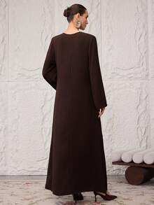 Al Najma 女士土耳其长款连衣裙和阿拉伯传统长袍 - 棕色 - 查看 4