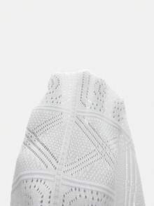 Blusa con cuello polo de punto calado geométrico y botones delanteros MAIJA - Blanco - Ver 8