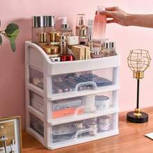 Kotak Penyimpanan Makeup, Penyimpanan Plastik, Cocok untuk Meja Rias, Kotak Pajangan Kosmetik, Penyimpanan Plastik Kapasitas Besar untuk Produk Perawatan Kulit di Meja Kamar Mandi - MultiWarna - View 1