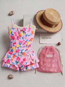 DAZY Áo tắm liền thân dễ thương cho bé gái, trang phục mùa thu cho bé gái tuổi teen. - Hồng - Xem 3