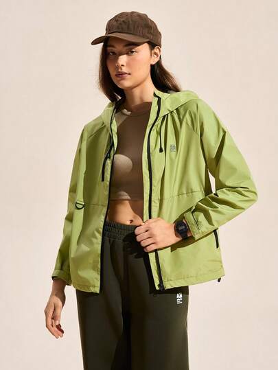 SHEIN In My Nature Women's Outdoor Casual Sports Hooded Zip-Up Windbreaker