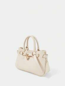 SHECARRY WOMEN'S HANDBAG, FASHIONABLE AND VERSATILE COMMUTER METAL EMBELLISHED TOTE BAG - Beige - View 2