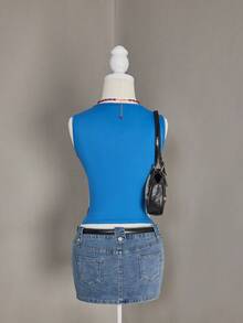 Bellisia Áo hai dây ôm sát in hình miệng kiểu Mỹ retro Y2K mùa hè 2026, áo tank top crop phong cách đường phố dành cho nữ. - Nhiều màu - Xem 2