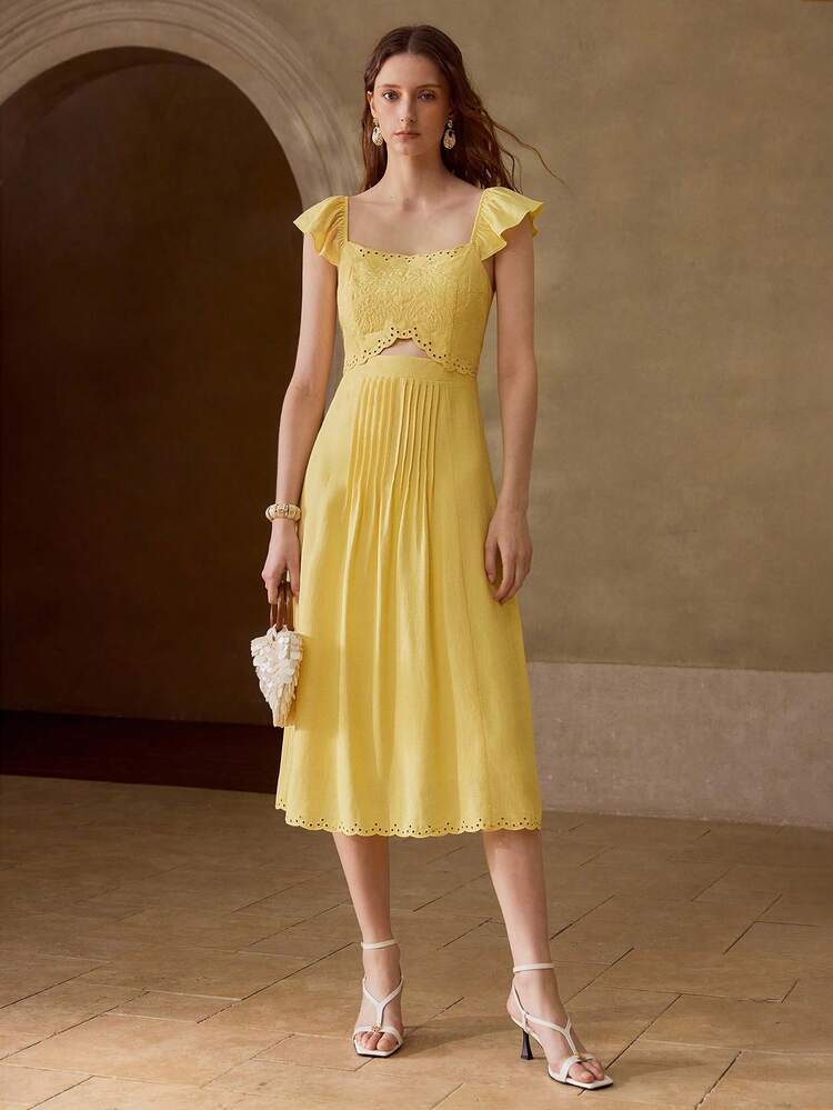 WOMEN'S LINEN EMBROIDERED DRESS, SPRING/SUMMER
