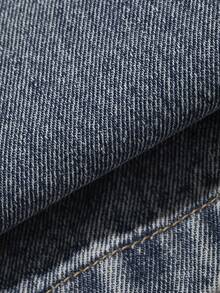 DAZY Quần jeans nam ống đứng dài màu xanh dương bạc màu kiểu vintage - Màu xanh lam - Xem 3