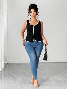 Elenzga Elegant Eleganza Commute Vacation Style Casual Loose Camisole Tank Top Comfortable Fabric Versatile Plus Size Spring Summer Autumn Date Night Black - Black - View 5