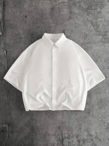 AXEPEAK Camisa de manga corta con botones delanteros y estampado de letras y gráficos para hombres - Blanco - Ver 4
