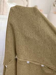 Moonlight&Mama Solid Color Ribbed Knit Sleeveless Maternity Dress With Side Slit, Comfortable Long Nightgown - Beige - View 7