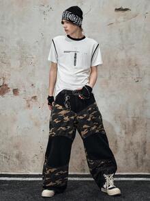 ROMWE MEN Street Life Men's Minimalist Graphic Round Neck T-Shirt - White - View 7