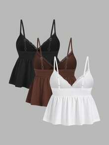 Sweetra Y2K Lace Trim Cute Versatile Vacation Camisole - Multicolor - View 2