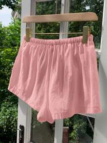 Comfortcana Pantalones cortos holgados de algodón con cordón, color rosa, talla grande, cómodos para primavera/verano - Rosa - Ver 2