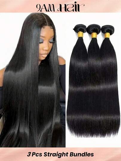 3 piezas recto Paquetes de cabello humano 100% humano Armadura del pelo humano Extensión del pelo natural color