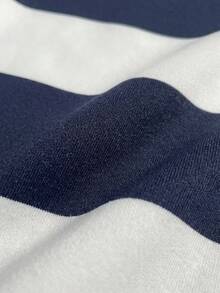 SUMWON Striped Polo Shirt With Los Angeles Print And Contrast Shoulder Panels Collared Button Placket Short Sleeve Regular Fit - Navy Blue - View 4