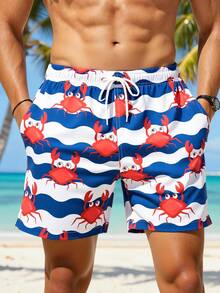 Manfinity Swimmode Men's Minimalist Printed Casual Beach Shorts - White - View 3