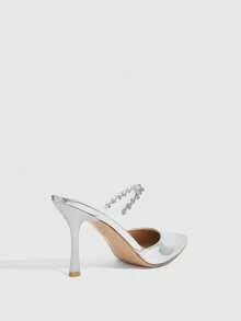 CUCCOO SZL Ladies' Single High Heeled Shoes With Plain And-Set Rhinestone Spring Shoes Spring Break Easter Prom Heels For Christmas - Silver snake pattern - View 4