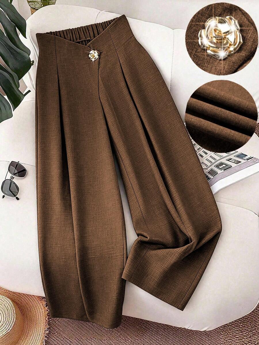 GlowEve CURVE Bộ áo blazer và quần ống ôm dáng thanh lịch dành cho nữ cỡ lớn, chất liệu vải twill họa tiết hoa 3D, thích hợp cho đi làm, văn phòng, ở nhà, đi nghỉ mát, dự tiệc, đám cưới và dã ngoại. - Rỉ Nâu - Xem 1