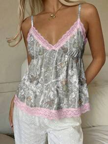 CovetEZ Bộ đồ liền thân nữ kiểu babydoll xếp ly ngực phối ren, thích hợp mặc hàng ngày, trang phục thường ngày cho nữ, quần áo mùa hè cho nữ. - Nhiều màu - Xem 4