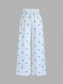 Sweetra Pantalones largos elegantes y dulces con patchwork, adecuados para primavera y otoño - Celeste - Ver 2