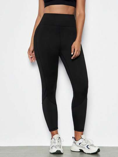 Voyena Quần legging cạp cao không đường may, màu trơn, cỡ lớn