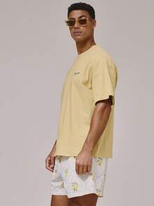 Musero Oversized Crew Neck Short Sleeve Dropped Shoulder Large Back Summery Fruit Graphic Print Tshirt Spring Summer Holiday Essentials - Yellow - View 4