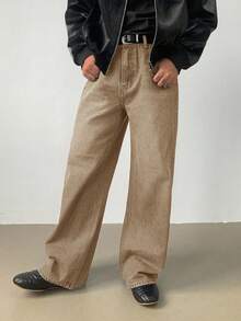 DAZY Men's Distressed Washed Dark Blue Denim Jeans, Autumn - Khaki - View 5