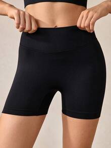 Veilyse Celana Pendek Pelangsing Pinggang Tinggi, Celana Pendek Bersepeda Skinny dengan Pengangkat Tersembunyi, Musim Semi/Panas untuk Musim Panas - Hitam - View 11