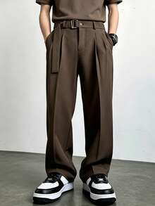 Manfinity Hypemode Pantalones largos casuales y holgados para hombre - Marrón - Ver 3