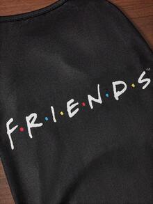 FRIENDS X SHEIN 1 Piece Of Cartoon Pattern Printed Pet Vest, Cat Clothes, Dog Clothes, Size XXS-XXXXL, Extra Small, Extra Large, Friendship. - Black - View 2