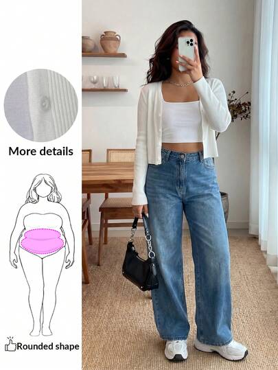 Enliva Plus Size Lightweight Knit Air Conditioning Cardigan In Fall/Winter, For Apple Rounded Body Shape