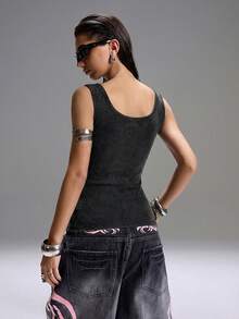 LYSMO 2026 New Minimalist Spring/Summer Women's Casual Metal Decor Camisole, Tank Top, Sports Shirt, Blouse And Yoga Black,Summer - Black - View 2